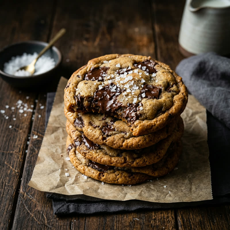 Brown Butter Chocolate Chip Cookies — sea salt, dark chocolate