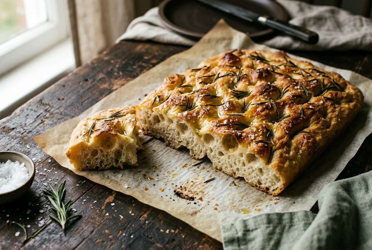 House focaccia just out of the oven