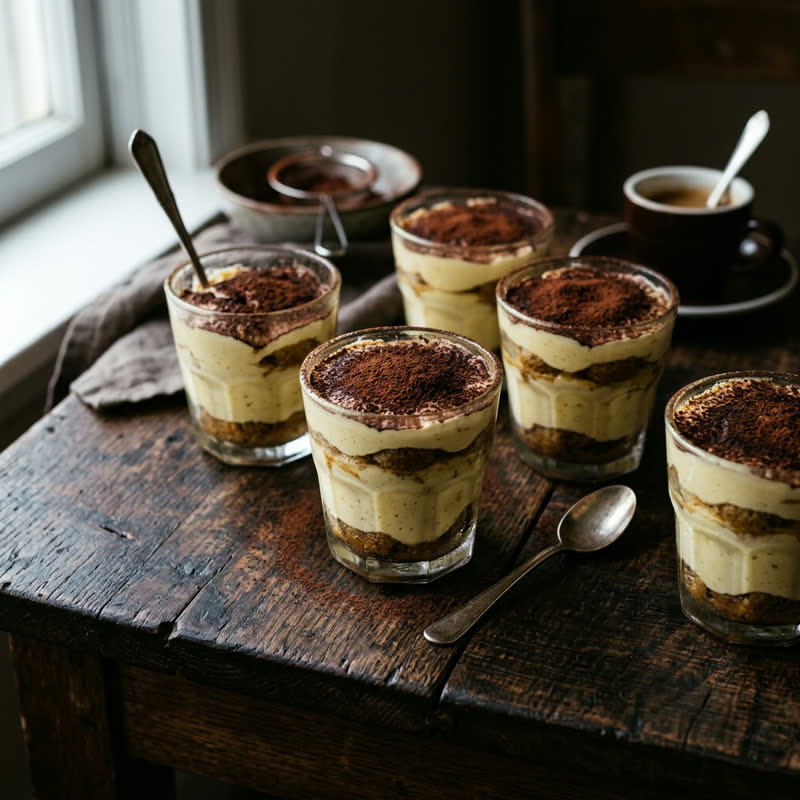 Tiramisu Cups — espresso mascarpone cream, cocoa